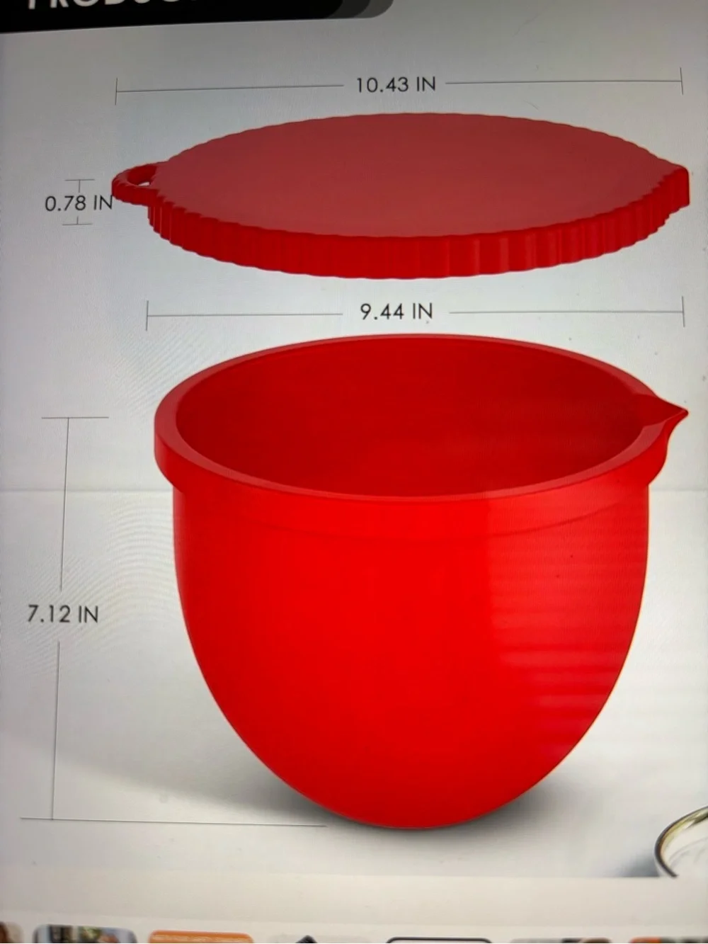 Silicone Kitchen Aid 5 Qt Mixing Bowl Liner Lidded Tilt Head Space Saver RED